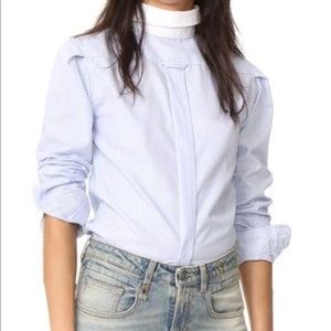 R13 White Backwards Button up